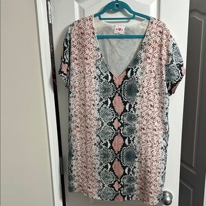 Buddy Love Snakeskin Print Mini Dress - Pink and Black